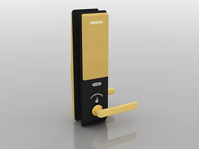 Samsung Black and Gold Smart Door Lock with Electronic Handle Design 3d model