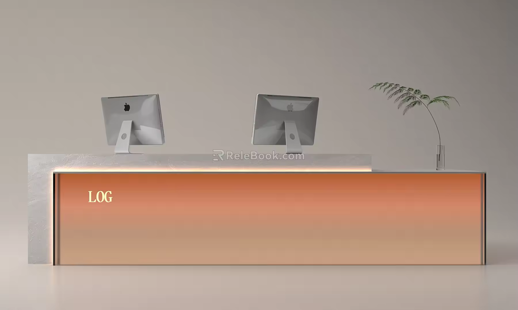 Reception Desk Company Front Desk Bar Lobby Service Desk Apple Desktop Computer 3d model