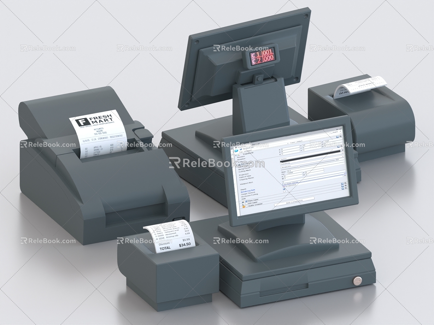 Cash register cash register checkout machine bill machine bill machine credit card machine cash register invoice machine 3d model