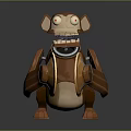 Cartoon Style Brown Monkey Game Movie Character With Large Ears And Playful Design
