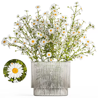 Modern jewelry combination bouquet daisy chamomile wild flowers 3d model