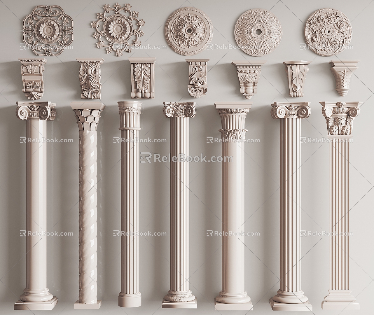 Jane's Roman Column Carved 3d model