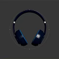 Deep Blue Wireless Over Ear Headphones With Modern Design Earcup Details And Reflective Finish