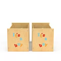 Wooden Baby Crib Interior With Colorful Bedding Mattress And Pillows