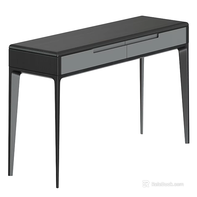 Modern Dressing Table with Slim Black Legs Two Drawers and Minimalist Design 3d model 