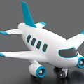White And Blue Toy Airplane With Cartoon Style Wings Tail And Windows
