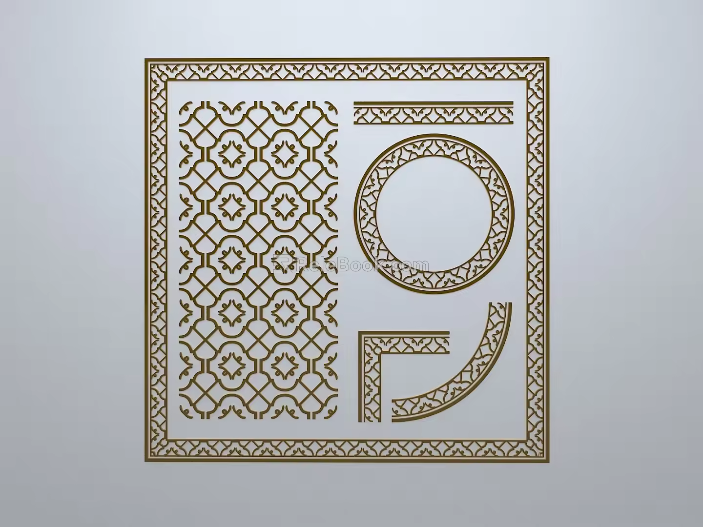 Chinese-style window grilles line silhouette pane window sill border engraved window edge strip construction 3d model