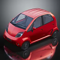 Red Small Car With Sleek Exterior Design And Compact Body Structure
