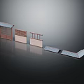 Traditional Chinese Architectural Components With Roof Tiles Wooden Grilles And Railings
