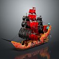 Retro sailing ship ancient ship ancient warship large ancient ship ancient warship 3d model