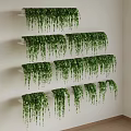 Green Hanging Vines Decorative Indoor Wall Decor with White Shelves