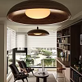 Home Office Interior With Wooden Bookshelves Black Leather Chairs Window Blinds And City View