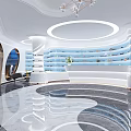 Modern Beauty Hair Salon Interior Design With Curved Ceiling Comfortable Seating And Product Shelves