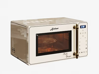 Leine Style Ivory Microwave Oven With Gold Accents Control Panel And Display Kitchen Appliance 3d model