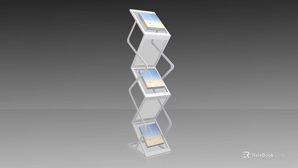 White Multi tiered Display Stand With Three Digital Screens For Exhibition 3d model 