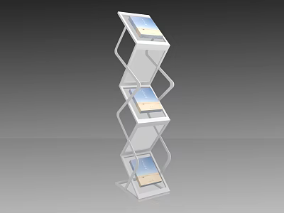White Multi tiered Display Stand With Three Digital Screens For Exhibition 3d model