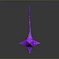 Purple Mythical Creature With Curved Lines Stretching Upward Yellow Accents And Star Shaped Base