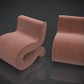 Two Modern Pink Accent Chairs with Curved Design and Soft Fabric Upholstery