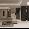 Modern Living Dining Room Interior With Beige Sofa Dining Table And Glass Door To Garden