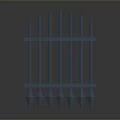 Modern Metal Fence Structure With Vertical Posts And Spiked Base Design