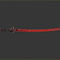 Red Decorative Sword With Ornate Handle Shiny Blade And Surface Reflection