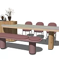 Modern Dining Table and Chair Combination Dining Table and Chair 3d model