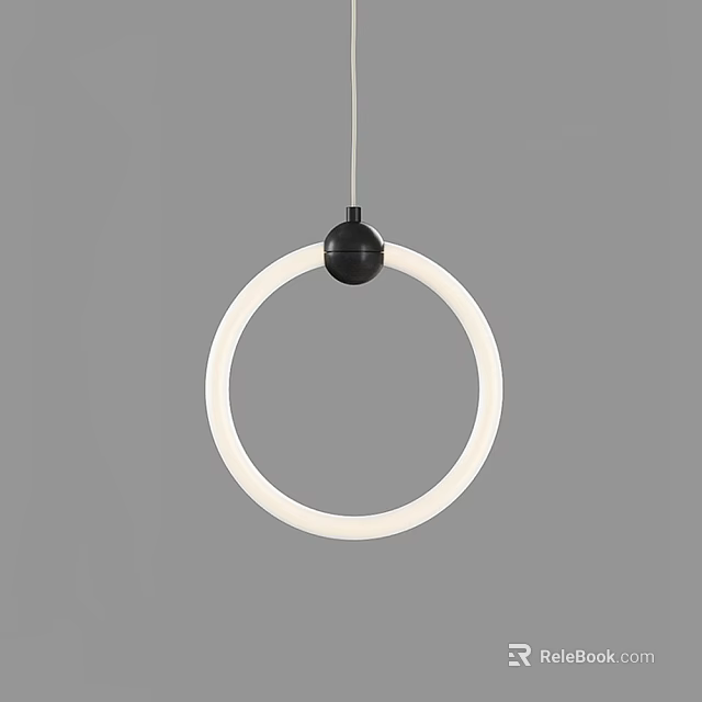 Modern Ring Shaped Pendant Light With White Illuminated Ring And Black Ceiling Base 3d model