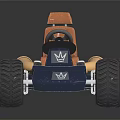 Blue Go Kart With Brown Leather Seat Large Tires And Crown Logo Design 3d model
