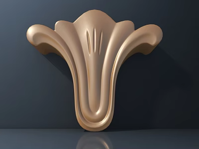 Intricate Golden Carved Ornament with Curved Patterns for Wall Decoration 3d model
