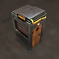 Vintage Commercial Drug Storage Equipment With Metal Body Wooden Door And Top Pipes
