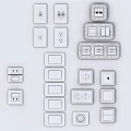 Modern White Switch Panels With Various Designs And Socket Combinations For Home 3d model