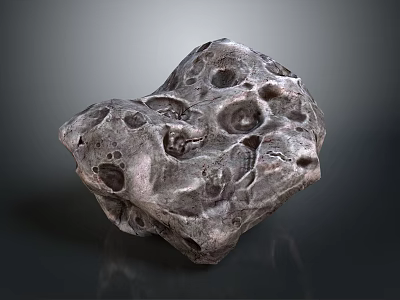 Natural Rough Stone With Irregular Holes And Grayish Brown Surface Texture 3d model