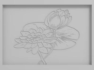 Minimalist Background Wall with Embossed Lotus Flower and Leaf Design 3d model