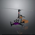 Detailed Helicopter Model With Rotor Blade Landing Gear And Orange Seat Wheels