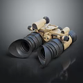 Tan Tactical Binoculars With Black Lenses And Military Grade Optical Design
