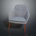Modern Gray Fabric Accent Chair With Armrest And Orange Wooden Legs Contemporary Home Furniture Design