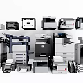 Diverse Office Appliances Collection Including Printers Copiers Scanners And Multifunctional Devices