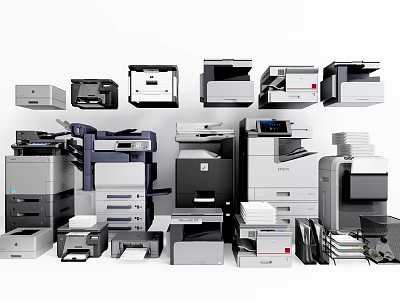 Diverse Office Appliances Collection Including Printers Copiers Scanners And Multifunctional Devices 3d model