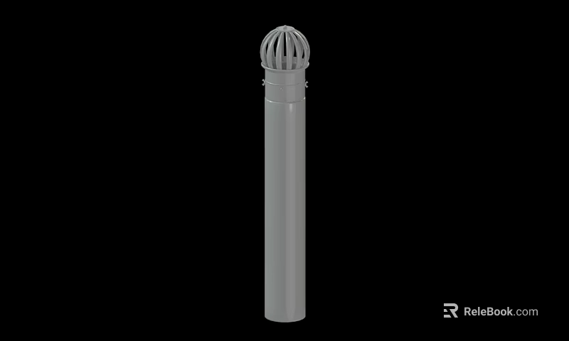 Gray Vertical Cylindrical Pipe With Grate Top Structure On Black Background 3d model 