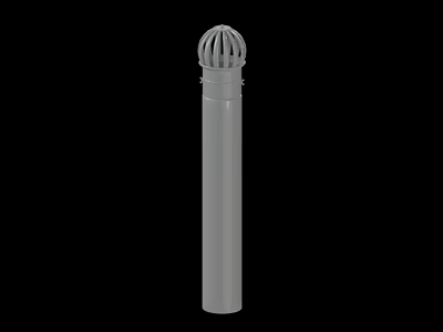 Gray Vertical Cylindrical Pipe With Grate Top Structure On Black Background 3d model