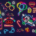 Modern decorative lights neon combination 3d model