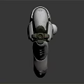 Futuristic Sleek Pistol With White And Green Mechanical Design And Glossy Metallic Surface