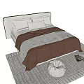 Comfortable Double Bed With Upholstered Headboard Pillows And Plush Toy On Light Rug