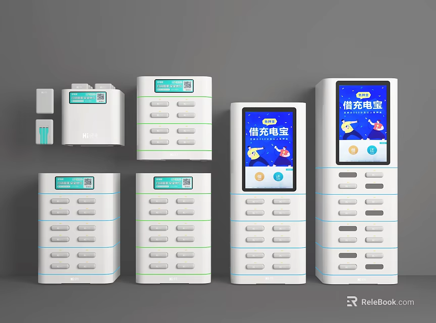 Smart Food Locker Units With Digital Screens And Multiple Compartments 3d model 
