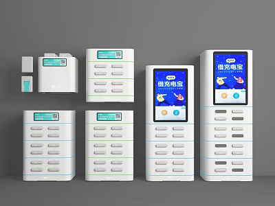 Smart Food Locker Units With Digital Screens And Multiple Compartments 3d model