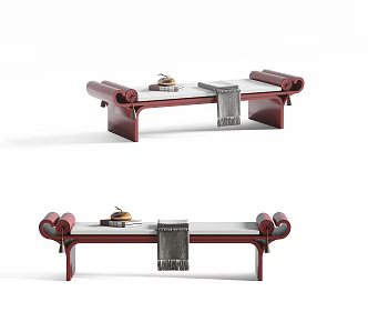Chinese Bed End Stool 3d model