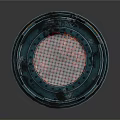 Futuristic Circular Scene Component With Multi Layered Grid Surface And Colored Stripes
