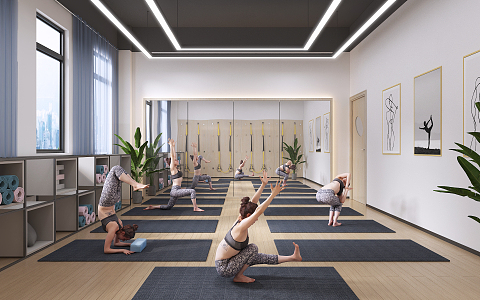 Modern Yoga Studio Yoga Classroom 3d model