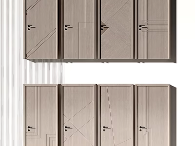 Modern Hinged Doors With Light Wood Finish And Stylish Design Patterns 3d model