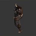 Mythical Horned Warrior Character Muscular Build Spiked Armor And Guards